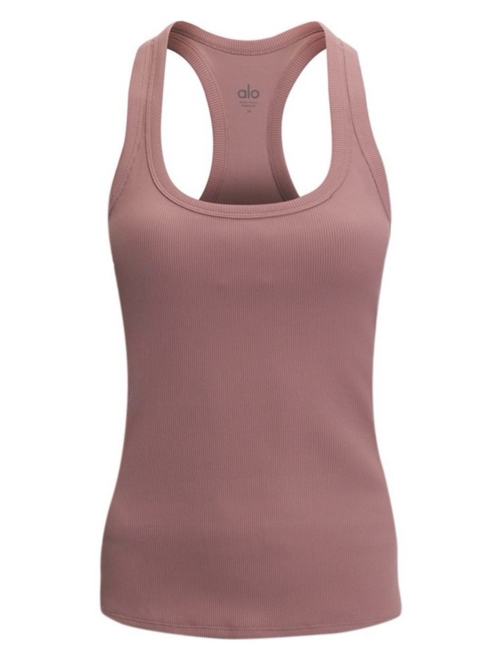 ALO Ribbed Tank Top Small Racerback Full Length Built-In Bra Mauve/Dusty Rose
